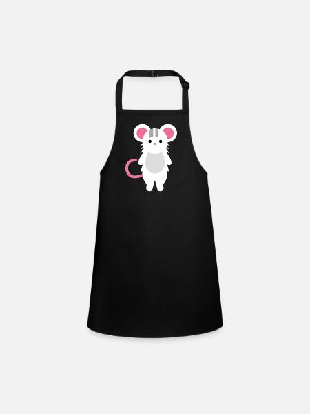 Mignonne petite souris, art vectoriel - Tablier Enfant - noir - Devant