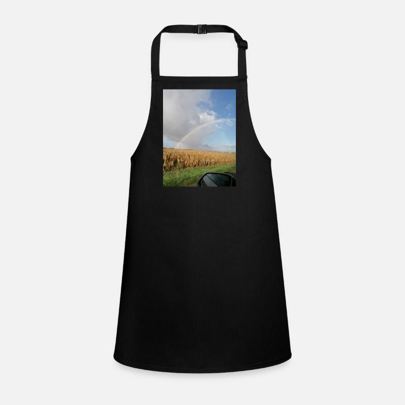 Rainbow on the road and wheat fields Children's Apron