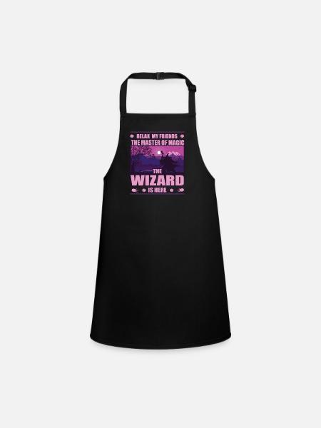 Magier, der Meister der Magie, Rollenspieler Shirt - Schürze für Kinder - Schwarz - Vorne