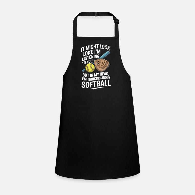Funny Softball Player Catcher Pitcher Softball Children's Apron