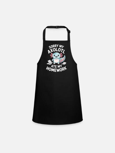Axolotl Homework Heist - Children's Apron - black - Front