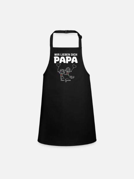 Wir lieben dich Papa dein Fanclub 2 kinder - Schürze für Kinder - Schwarz - Vorne