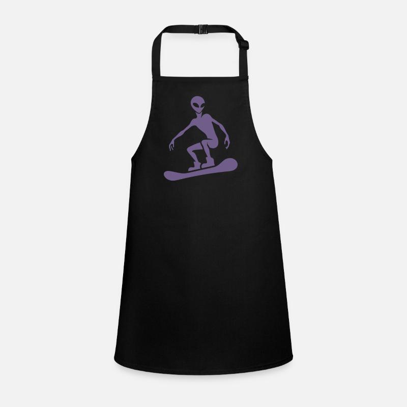 Minimalistisches Design: Alien Snowboarder Schürze für Kinder