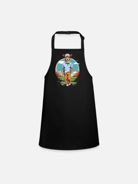Hund Golfer Golfspieler Design Streetwear - Schürze für Kinder - Schwarz - Vorne