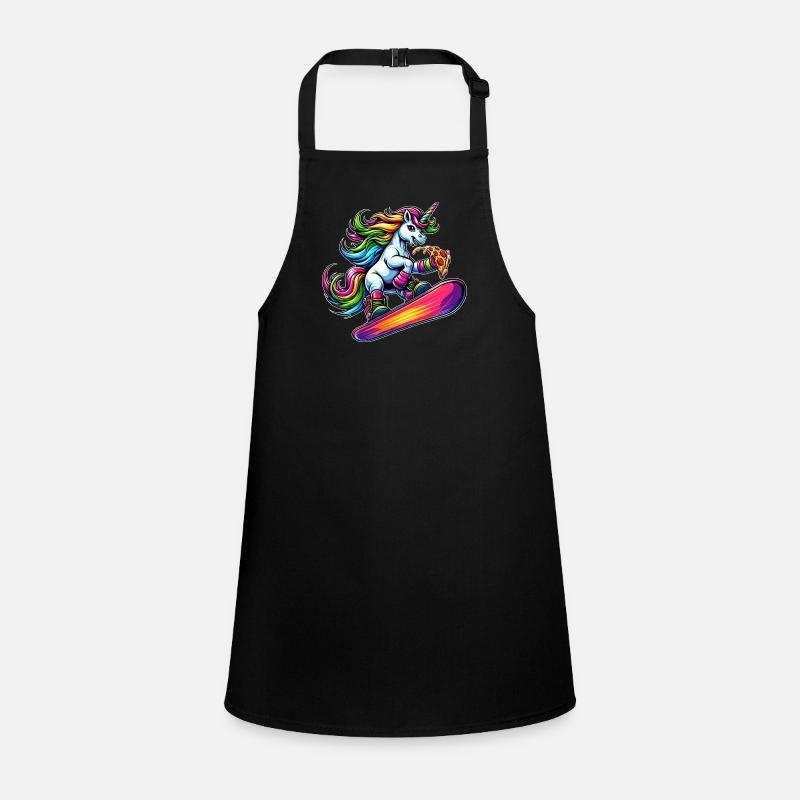 Einhorn Snowboarder Pizza Cool Schürze für Kinder