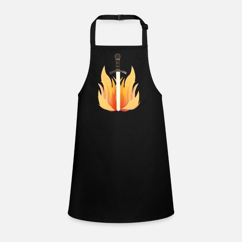 Long Sword with Flame Pattern, Fire Designs Children's Apron