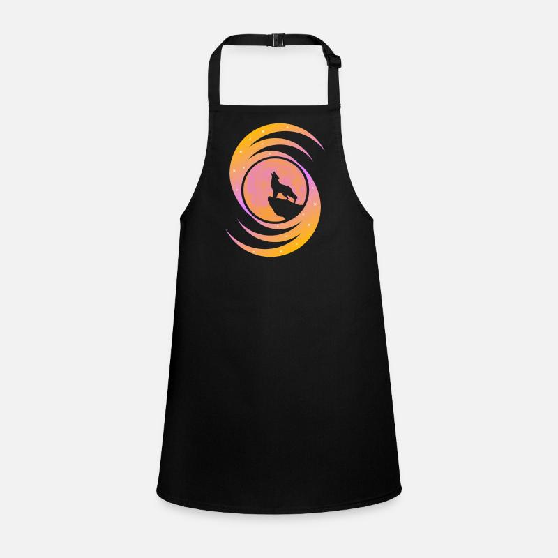 The wolf howling at the moon – Orange Children's Apron