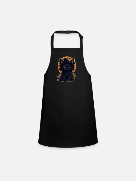 Katze Schwarze Katze Halloween - Schürze für Kinder - Schwarz - Vorne