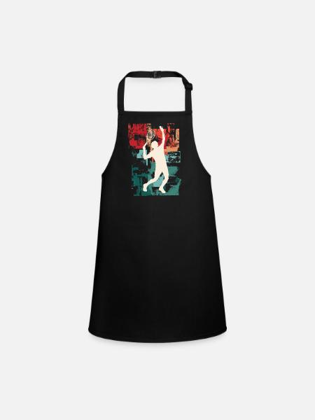 Tennis Tennis Player Player Vintage Retro Colorful - Children's Apron - black - Front