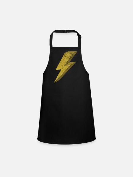 Dynamic Flash in Gold 3D - Children's Apron - black - Front