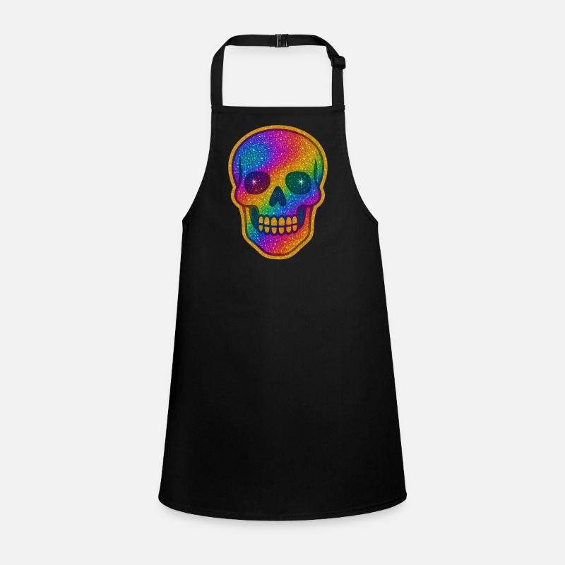 Rainbow Skull Glitter for Halloween Children's Apron