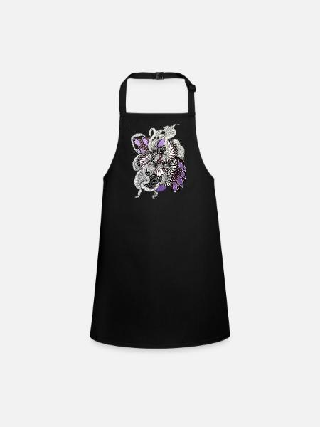 Op Art Motif en spirale violet - Tablier Enfant - noir - Devant