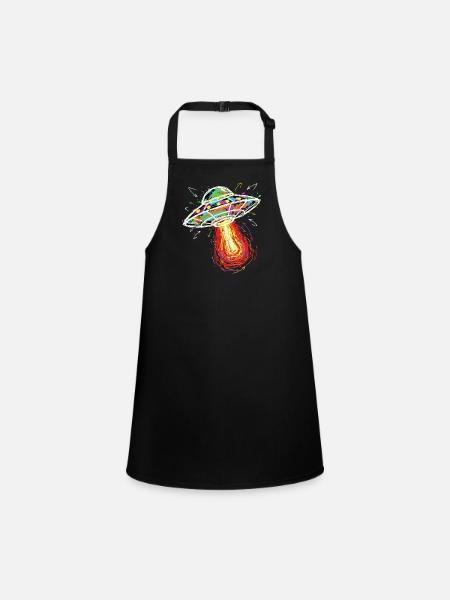 UFO Space Scribble Scribble Color - Children's Apron - black - Front