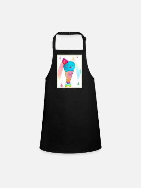 Kunterbunte Kawaii-Eiscreme - Schürze für Kinder - Schwarz - Vorne