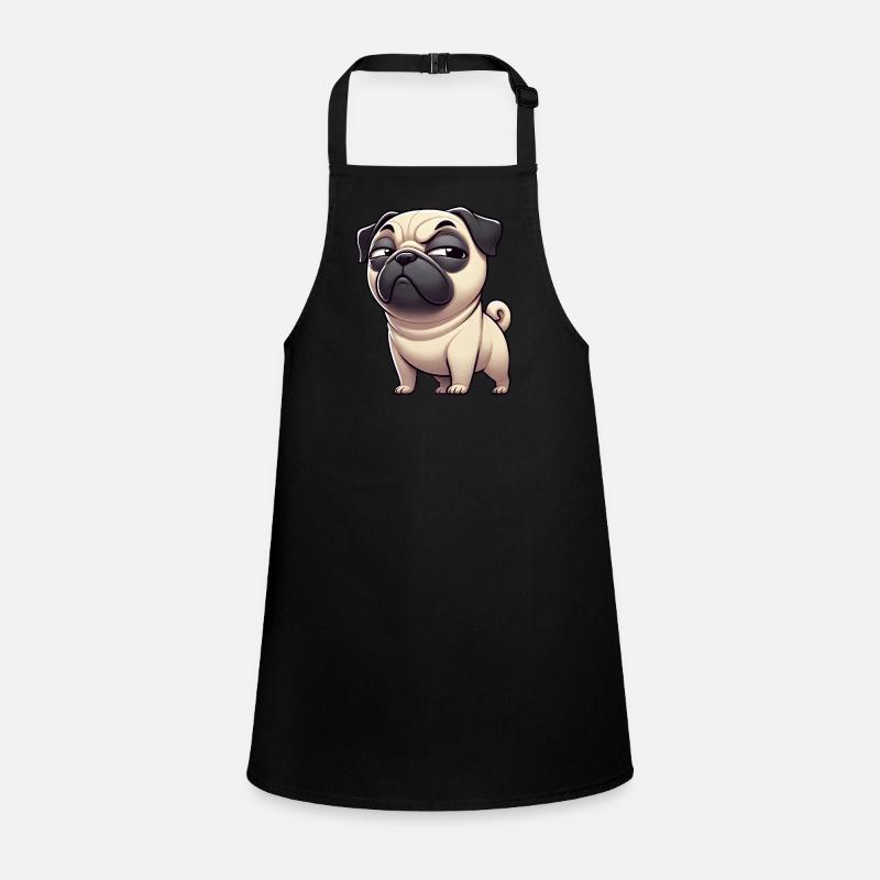 Skeptical Funny Pug Cartoon Dog Children's Apron