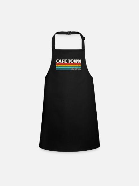 Cape Town South Africa Vintage Retro 70s Cape Town - Children's Apron - black - Front