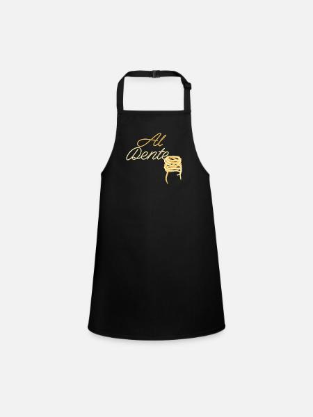 Al Dente Funny Noodle Pasta Spaghetti Foodlie - Children's Apron - black - Front