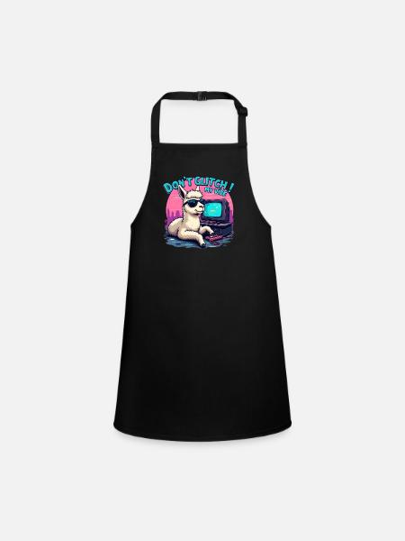 Don’t Glitch my Vibe - Alpaga Retro Gaming - Tablier Enfant - noir - Devant