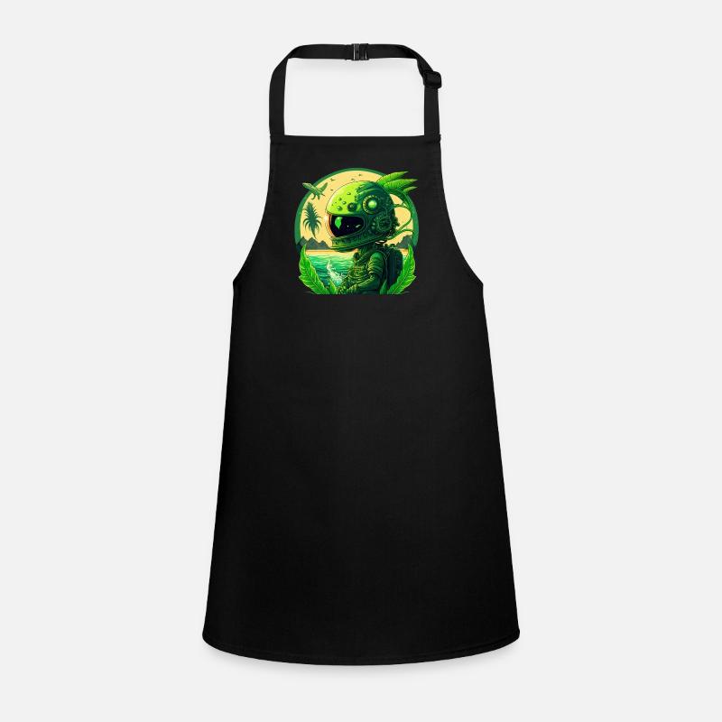 A green astronaut not from this Earth Children's Apron