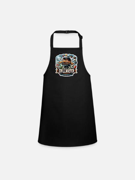 GrillMaster - Grill Illustration - Children's Apron - black - Front