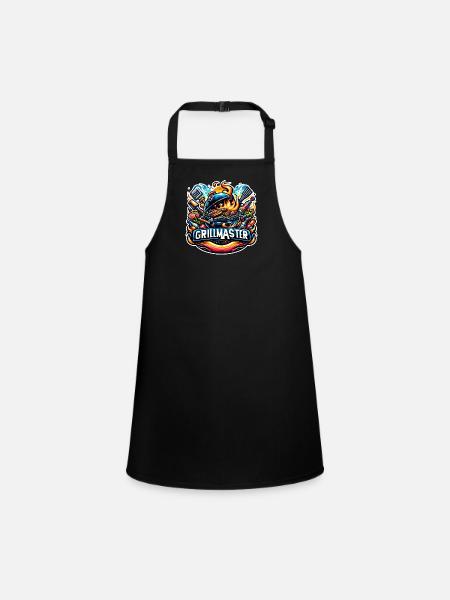 GrillMaster - Grill Illustration - Children's Apron - black - Front