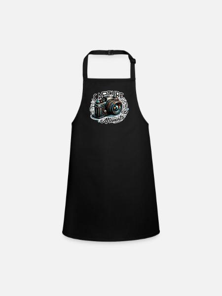 Capture Moments - Camera Illustration - Children's Apron - black - Front