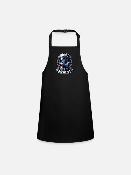 Dream Big - Astronaut Illustration - Children's Apron - black - Front