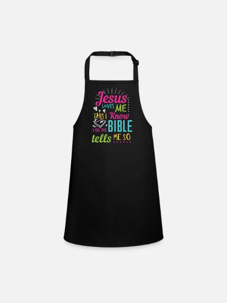 Jésus Design Oui Jésus m’aime Idée cadeau d’anniversaire - Tablier Enfant - noir - Devant