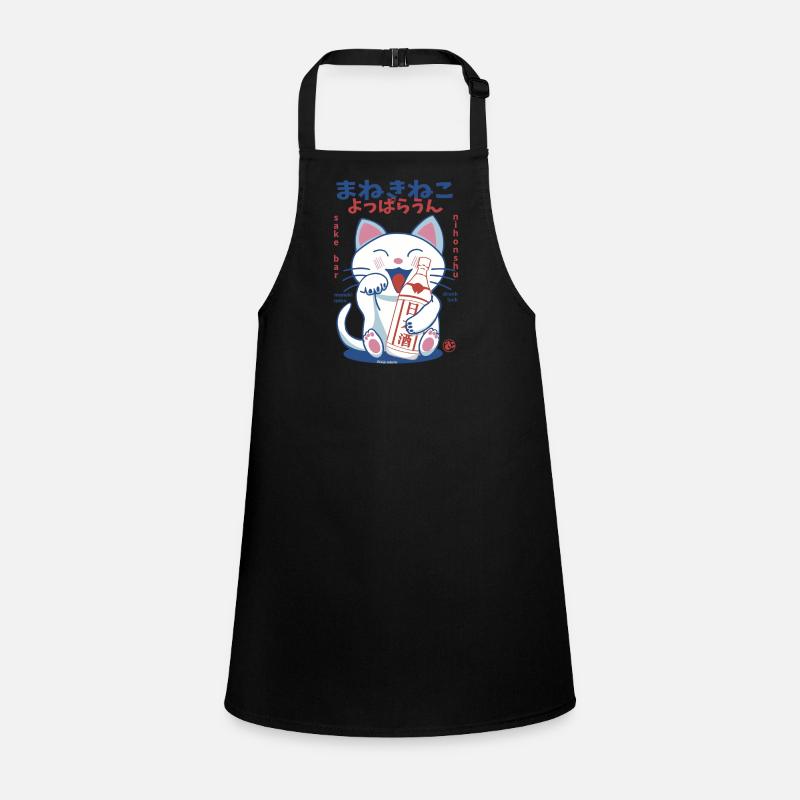 Lucky Cat Drunk on Sake Children's Apron