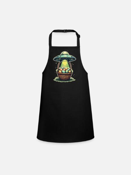 Conception d’enlèvement d’oeuf de Pâques extraterrestre - Tablier Enfant - noir - Devant
