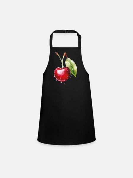 Fruity cherry with water droplets - Children's Apron - black - Front