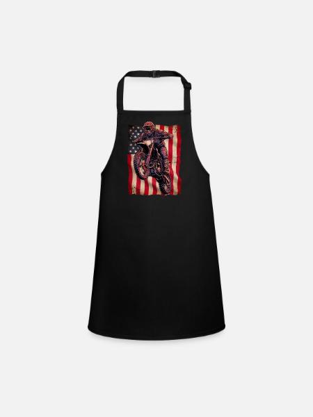 Motocross Motor Flag USA America Rétro - Tablier Enfant - noir - Devant