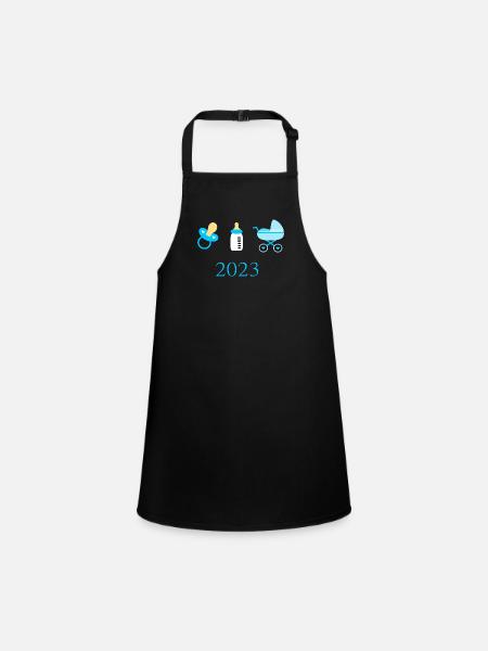 Modèle Naissance Garçon Bébé 2023 Personnalisable - Tablier Enfant - noir - Devant