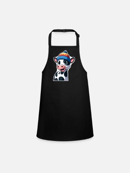 Calf with cap - Children's Apron - black - Front