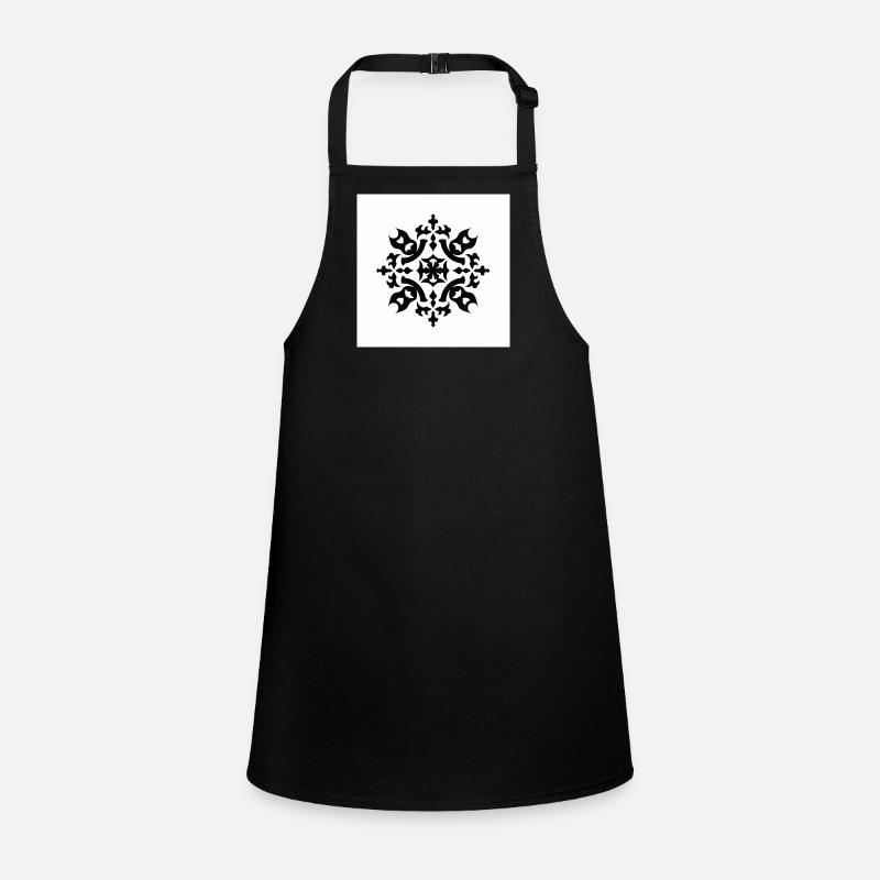 Intricate Black Snowflake Pattern Children's Apron