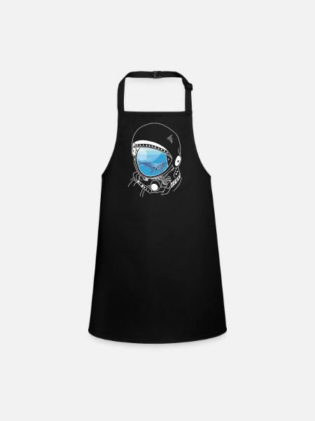 A Whale in the Stars (white) - Children's Apron - black - Front