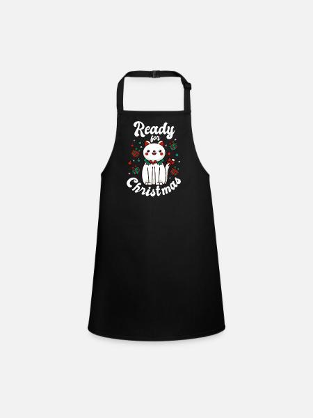 Ready For Christmas - Children's Apron - black - Front