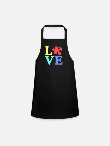 Heart Autism Awareness Puzzle - Children's Apron - black - Front