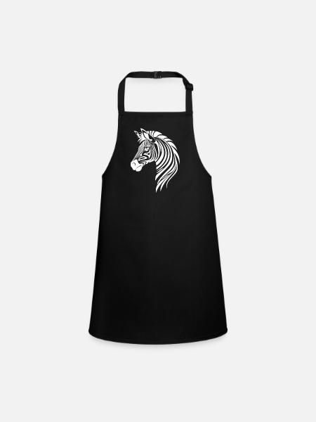 Zebra Elegant with Safari Stripe Pattern - Children's Apron - black - Front