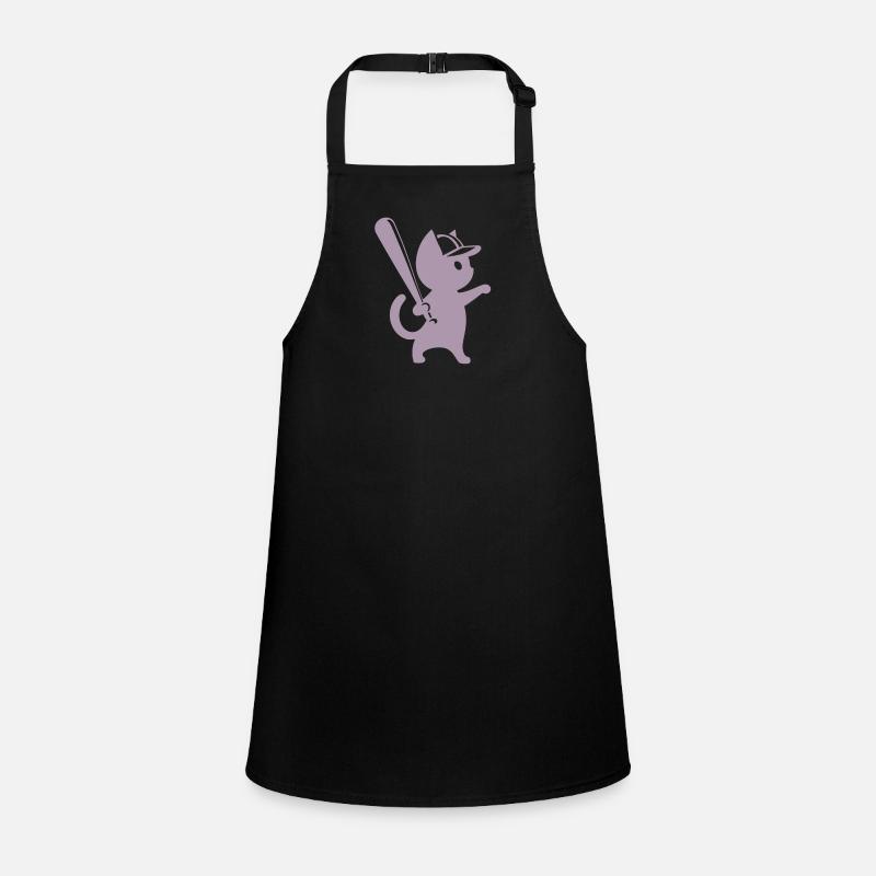 Minimalist Cat Baseball Player Silhouette Children's Apron