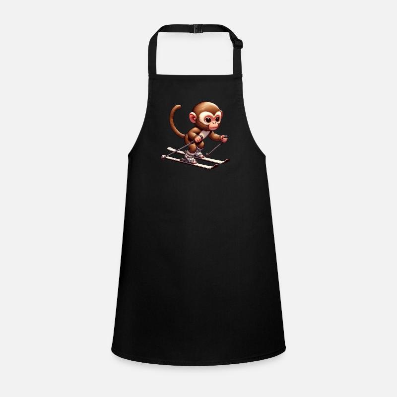 Cute monkey skiing in winter Children's Apron