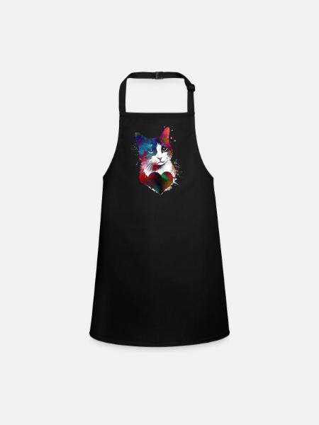 Cat love graphic art #cat - Children's Apron - black - Front