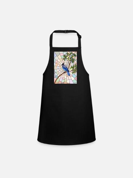 Steller's Jay in Glass - Children's Apron - black - Front
