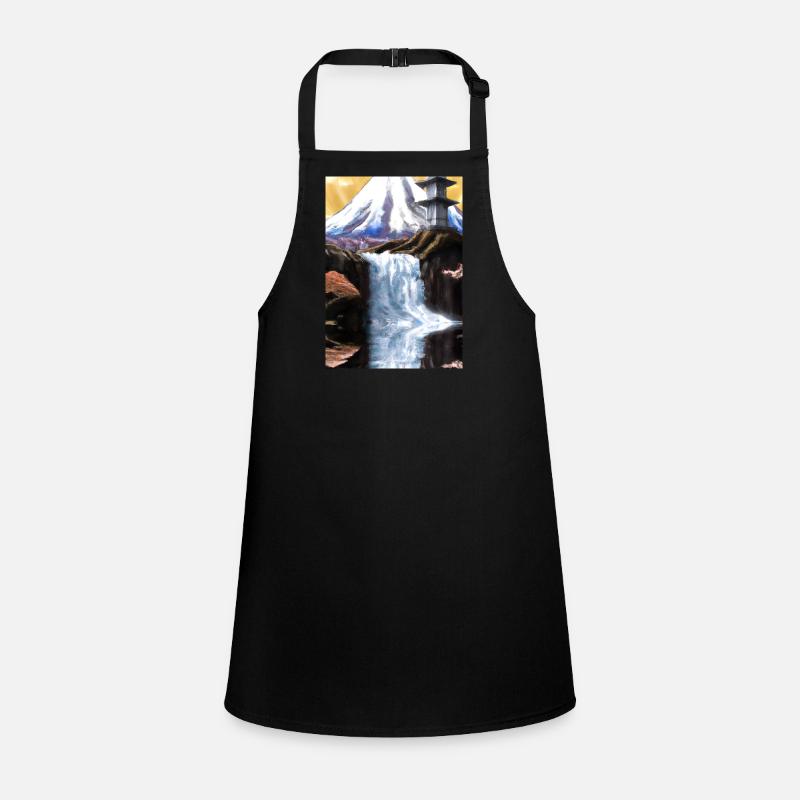 Japan Tower Wasserfall Gemälde Schürze für Kinder