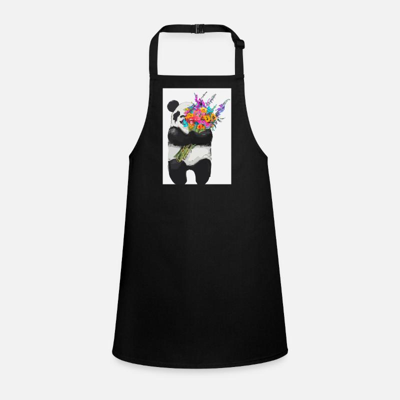 Panda mit Blumenstrauß Schürze für Kinder