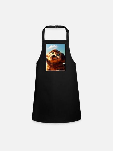 A brown-ginger puppy. - Children's Apron - black - Front