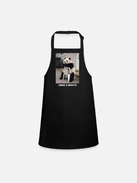 I Need A Minute Panda Meme Funny Humor - Children's Apron - black - Front