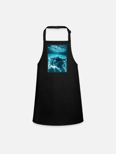 Raies Manta Raies - Tablier Enfant - noir - Devant