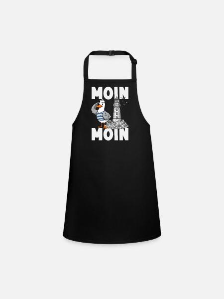 Moin Moin Norden - Maritimes Norddeutsch Design - Schürze für Kinder - Schwarz - Vorne