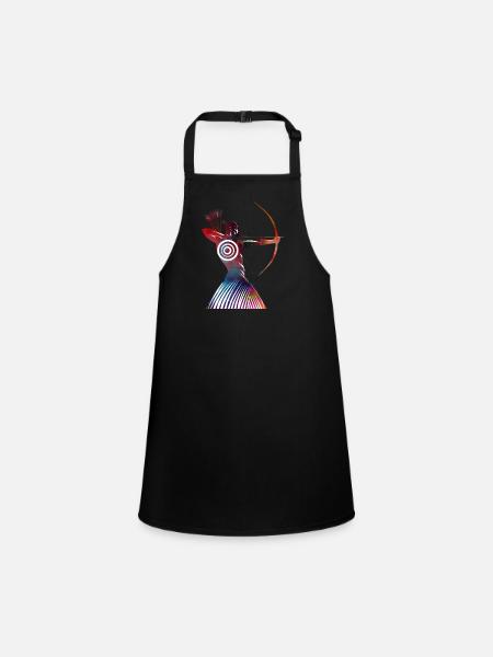 Colorful Shield Archer - Children's Apron - black - Front